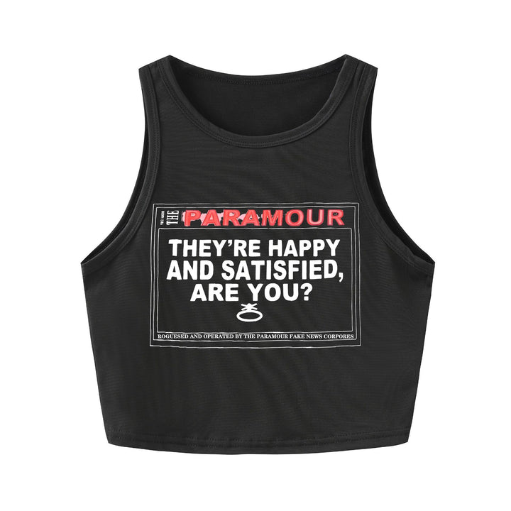 Dame Crop-Top med kreativ tekst og avslappet snitt Skjora