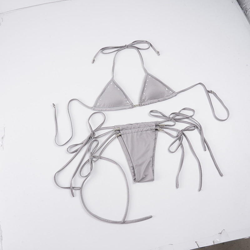Dame Bikini-set med justerbare stropper og glitrende elementer Skjora
