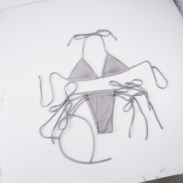Dame Bikini-set med justerbare stropper og glitrende elementer Skjora