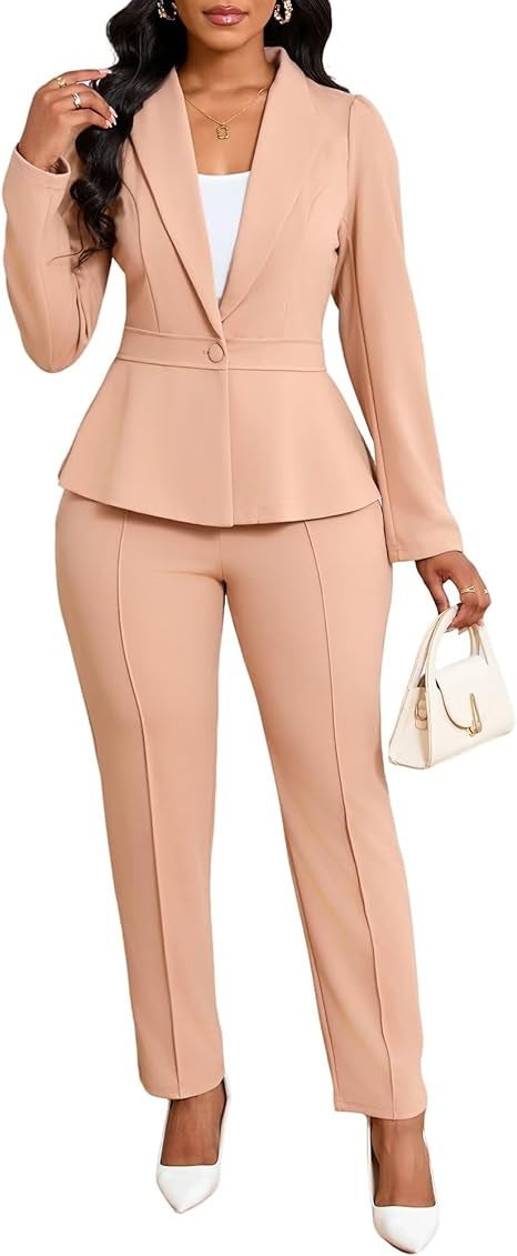 Kvinner elegante peplum blazer og bukse sett Skjora