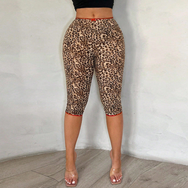 Dame leggings med moteriktig dyretrykk og elastisk belte Skjora