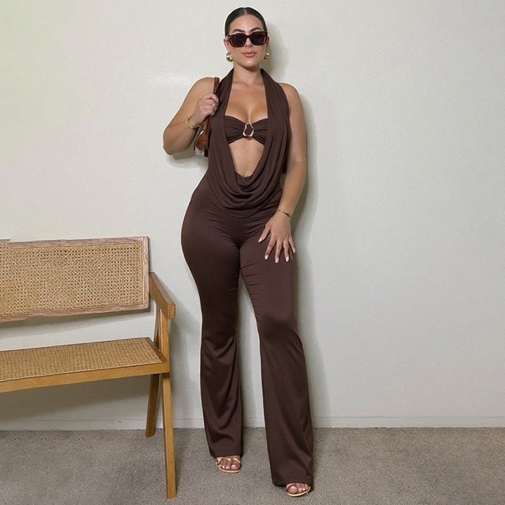 Damer Elegant og tettsittende Jumpsuit med unikt utringning Skjora