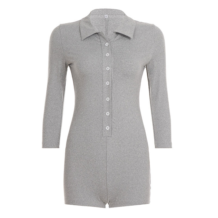 Dame jumpsuit med elegant krage og stilige knapppdetailler Skjora