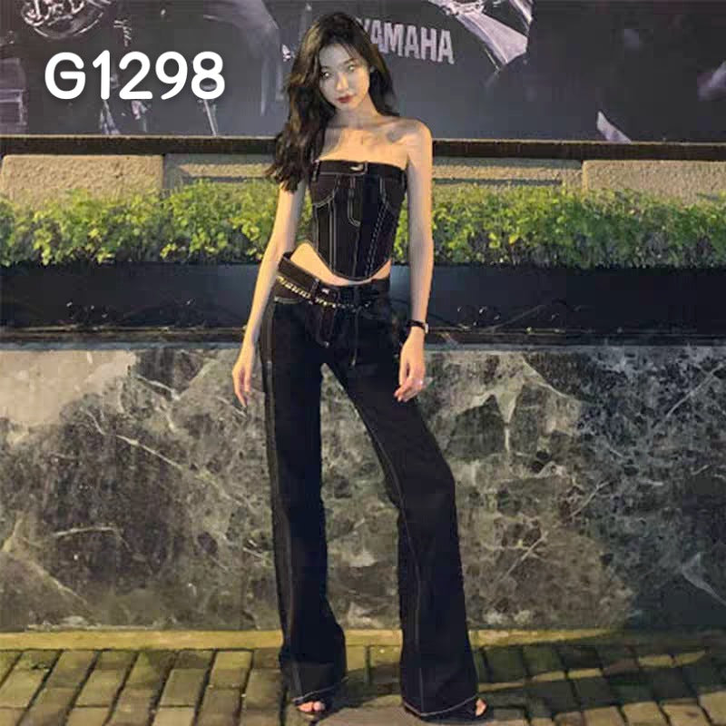 Damen Elegant Korsett-Bluse med gjennomsiktige ermer Skjora