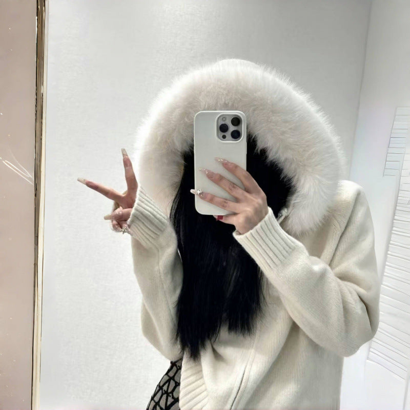 Dame hoodie med luksuriøs pelskrage og praktiske lommer Skjora
