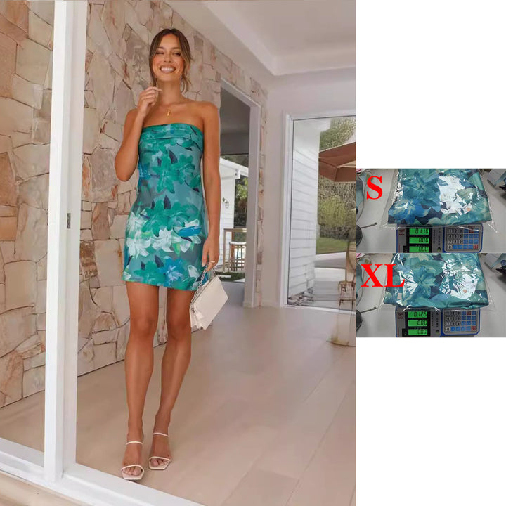 Dame bandeau kjole med blomsterdetaljer og tettsittende snitt
