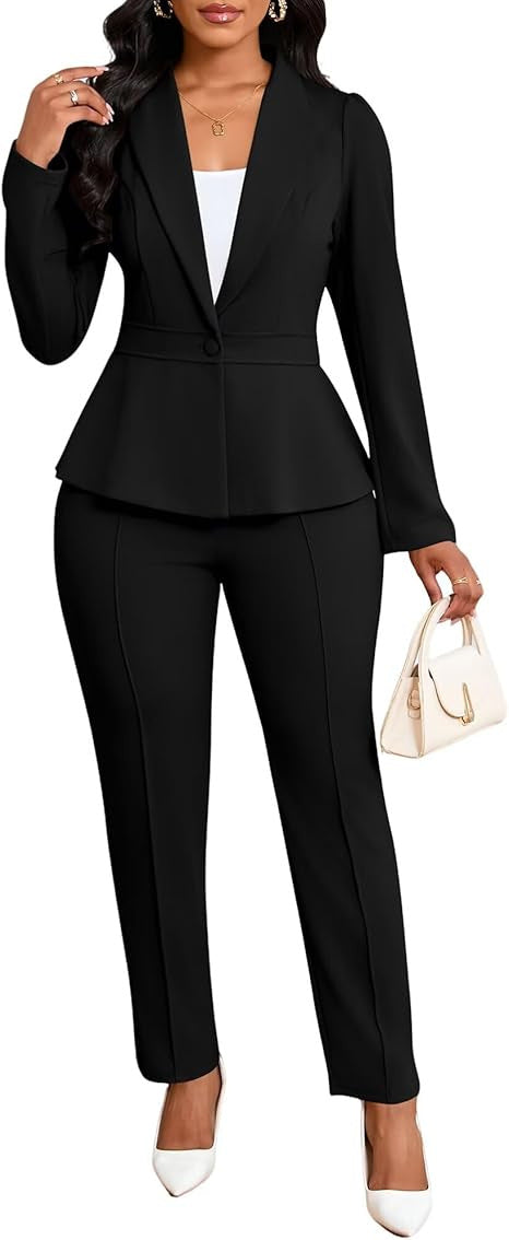 Kvinner elegante peplum blazer og bukse sett Skjora