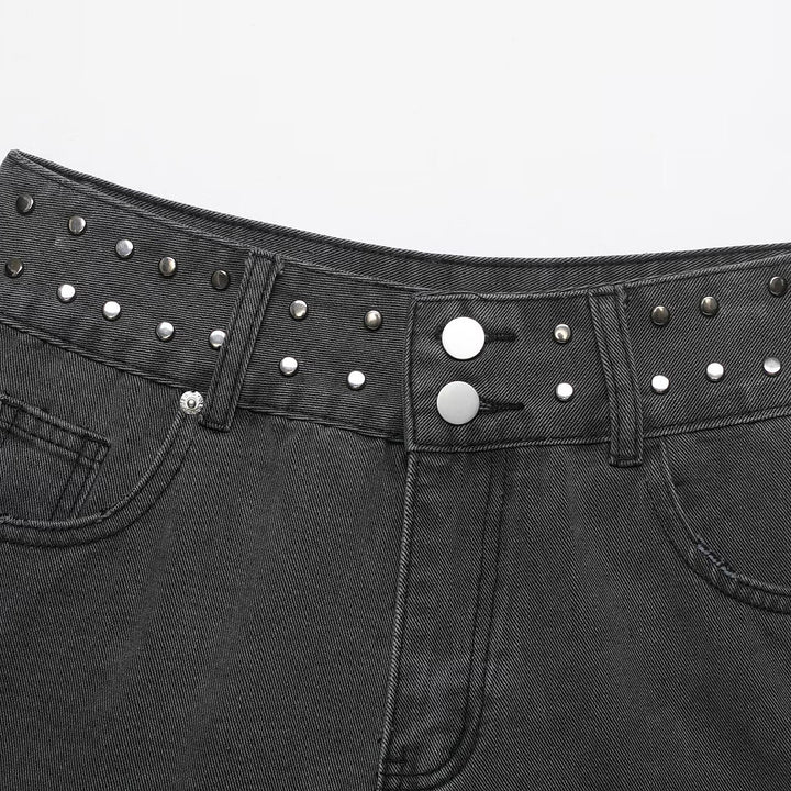 Dame Jeans-Shorts med dekorative nagler Skjora
