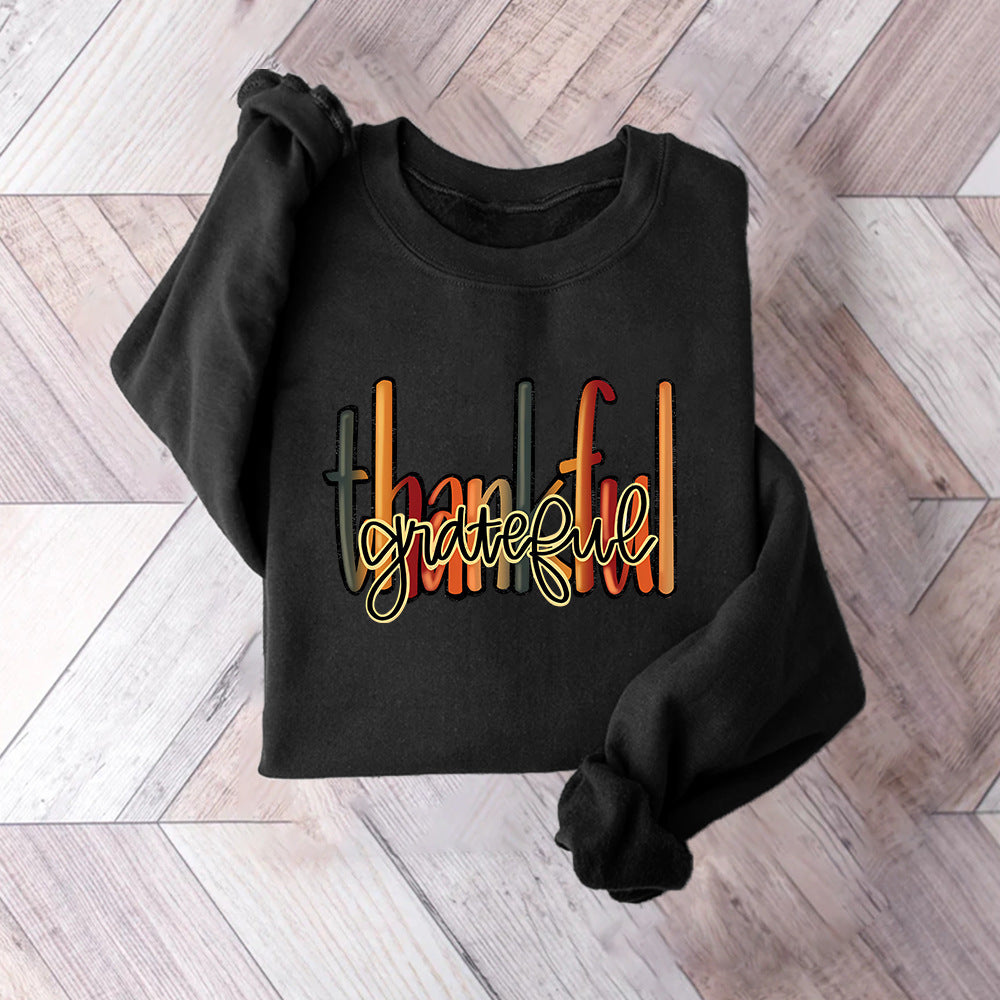 Dames sweatshirt med kreativ "thankful" tekst og behagelig passform Skjora