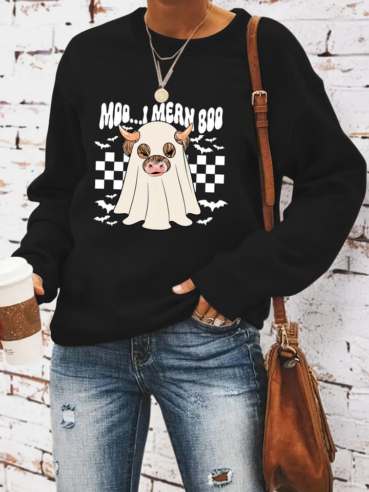 Dame sweatshirt i munter Halloween-design Skjora