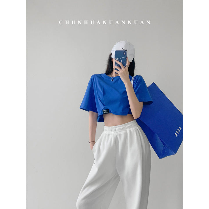 Kvinne cropped fritids topp med casual fasong og elastisk bunn Skjora