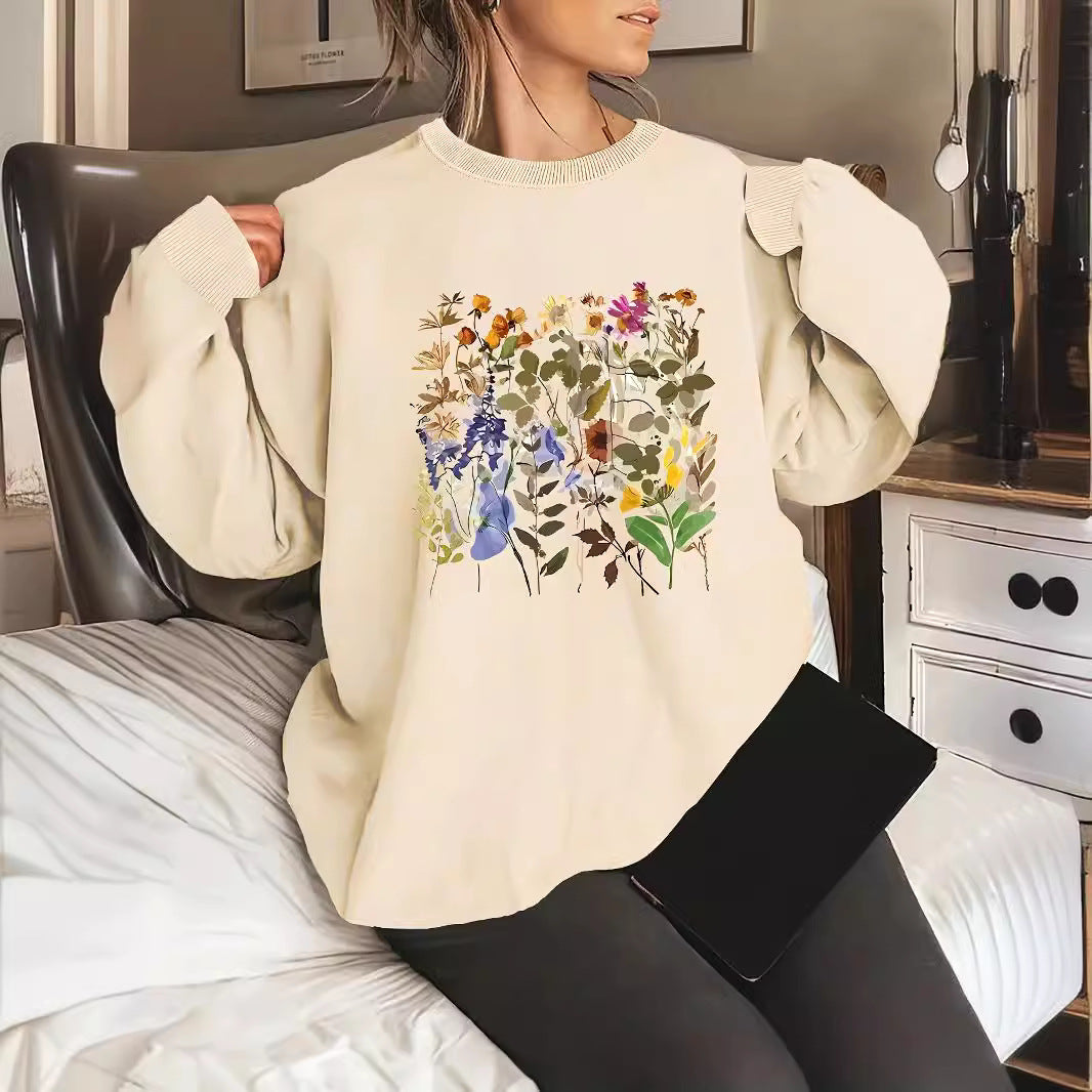 Dame sweatshirt med blomsterdesign og komfortabel passform Skjora