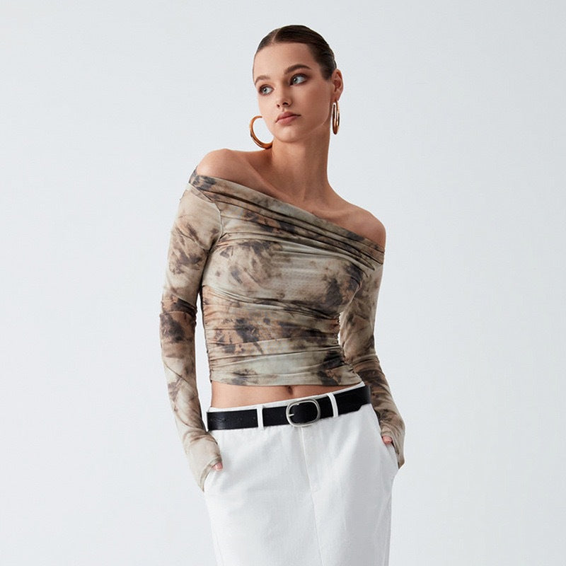 Damer Elegant overdel med offshoulder-passform og drapert design Skjora