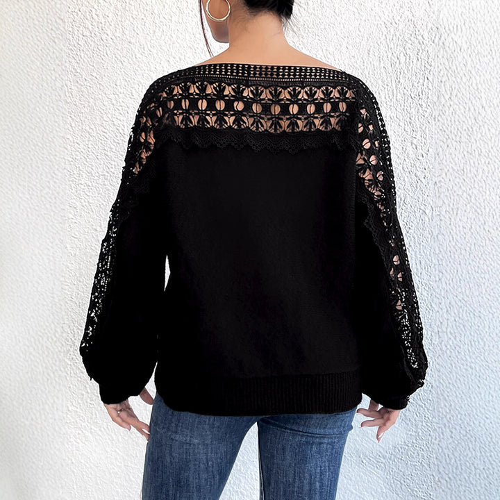 Dame Elegant strikket topp med raffinerte spissärmer Skjora