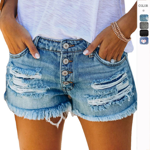 Dame shorts i ødelagt design Skjora