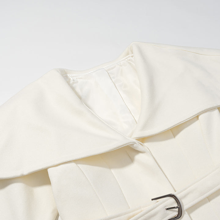 Damer Elegant Trench Coat med Overdimensjonert Krage og Justerbart Livbelte Skjora