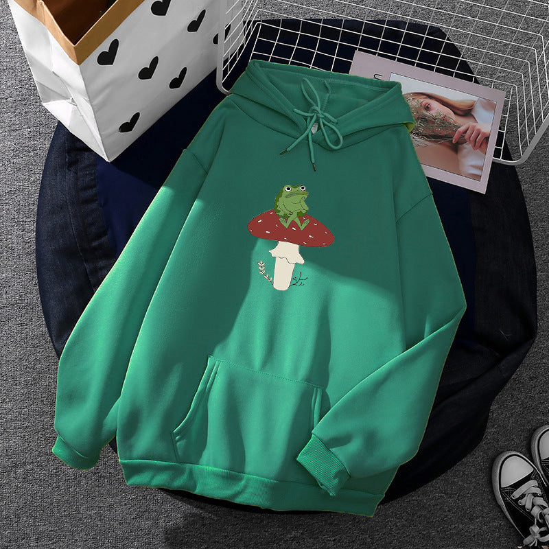 Kvinne hoodie med unikt frosk motiv Skjora