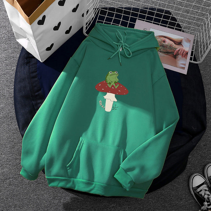 Kvinne hoodie med unikt frosk motiv Skjora