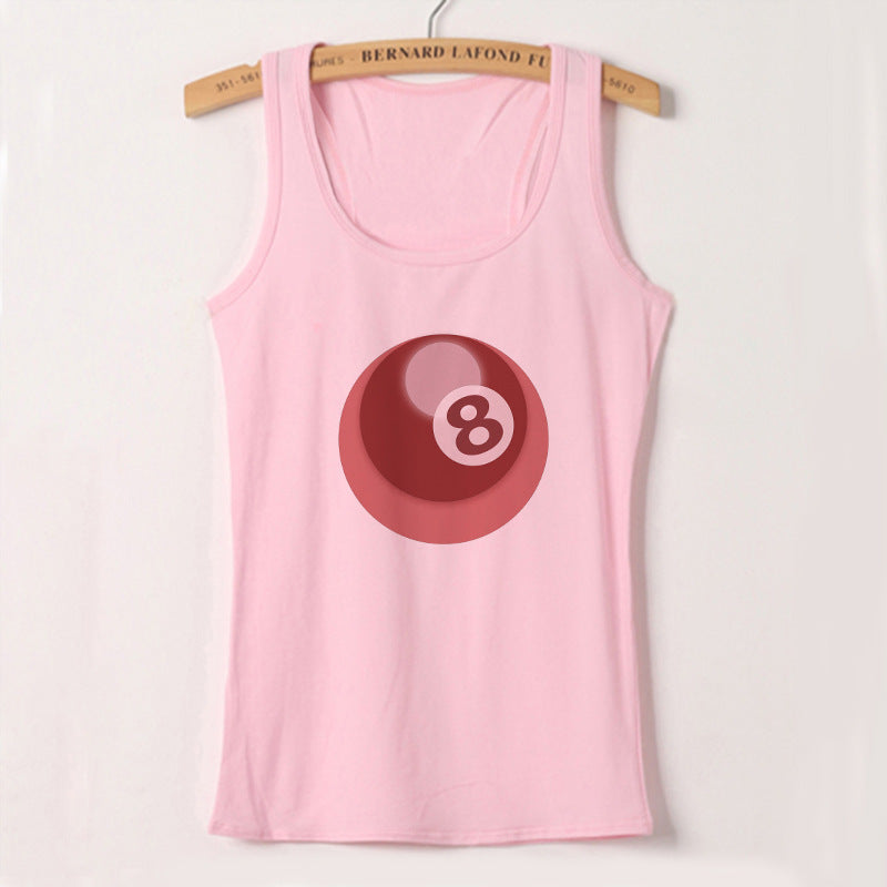 Dame ermeløs tanktop med kreativt biljardmotiv Skjora