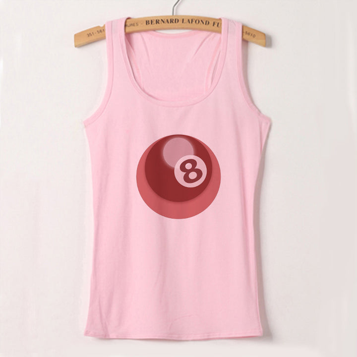 Dame ermeløs tanktop med kreativt biljardmotiv Skjora