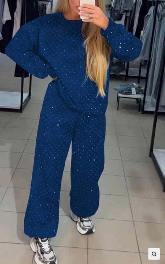 Kvinnelig sporty loungedress med glitrende detaljer og løs passform Skjora