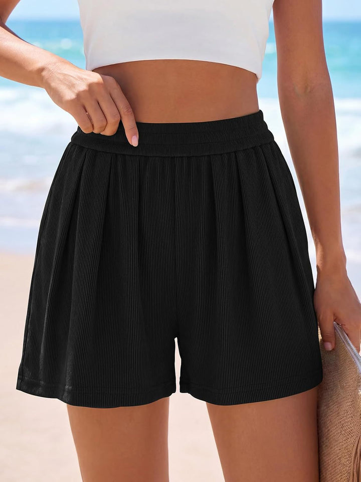 Damer Lett Fritidsshorts med elastisk linning og folder Skjora