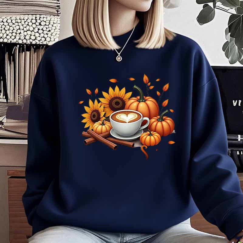 Dame sweatshirt med høstmotiv og spesiell trykk Skjora