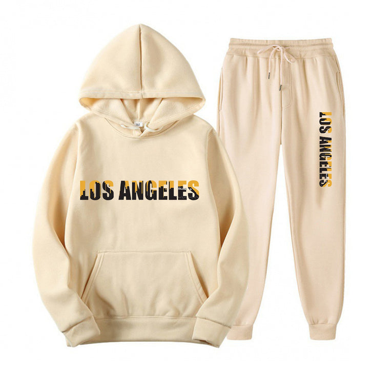 Dames fritid hettegensere og joggebukse sett med casual Los Angeles tekst Skjora