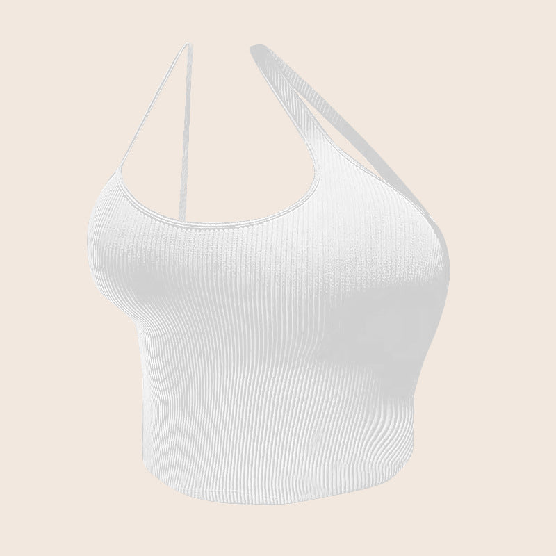 Damer asymmetrisk Crop-Top i myk ribbestrikk Skjora