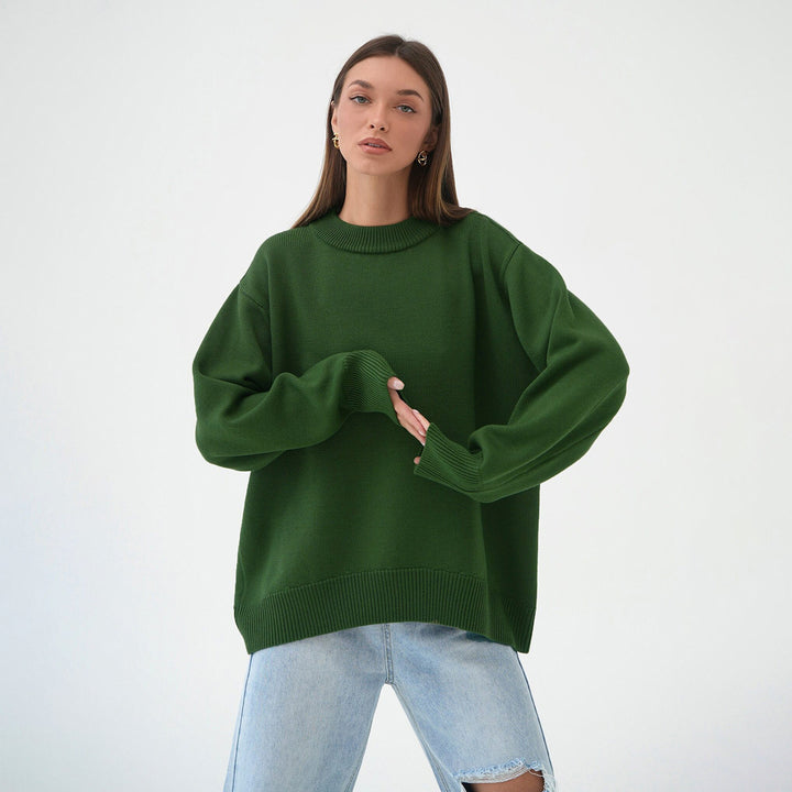 Oversized genser for damer med strukturert strikket mønster Skjora