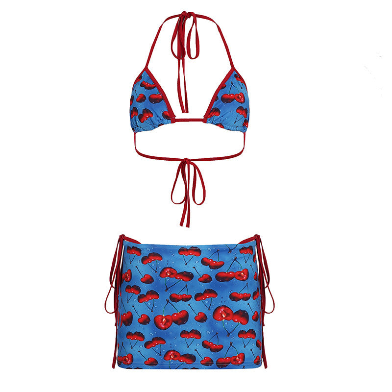 Dame Bikini-set med fruktig design og justerbare stropper Skjora