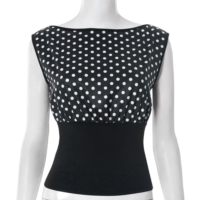 Dame Polka-Dots Overdel med elastisk linning Skjora