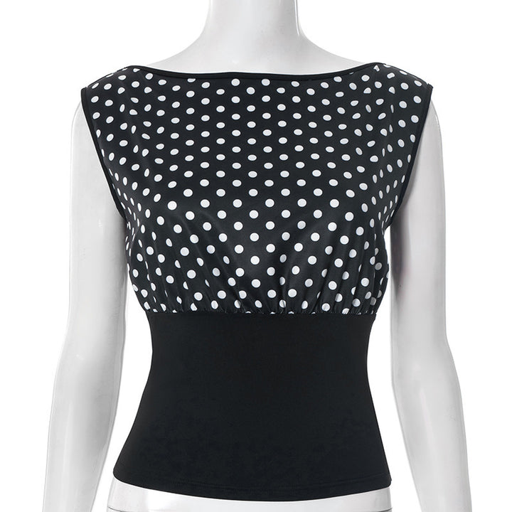 Dame Polka-Dots Overdel med elastisk linning Skjora