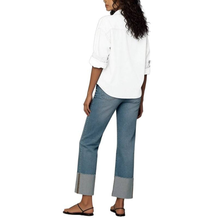 Dame designer jeans i moderne boyfriend-stil med unike detaljbehandlinger Skjora