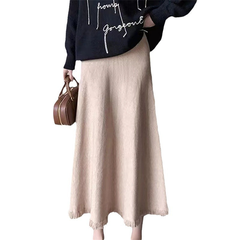 Damer elegant midi skjørt med frynser Skjora