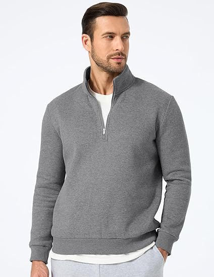 Herresweatshirt med halv glidelås og moderne snitt Skjora