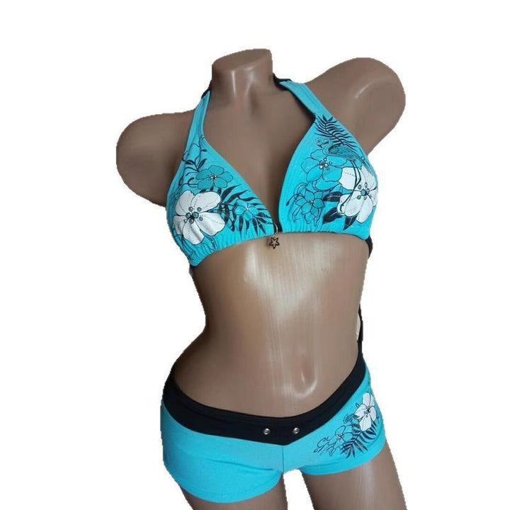 Dame-bikini-sett med blomsterdesign og justerbare stropper Skjora