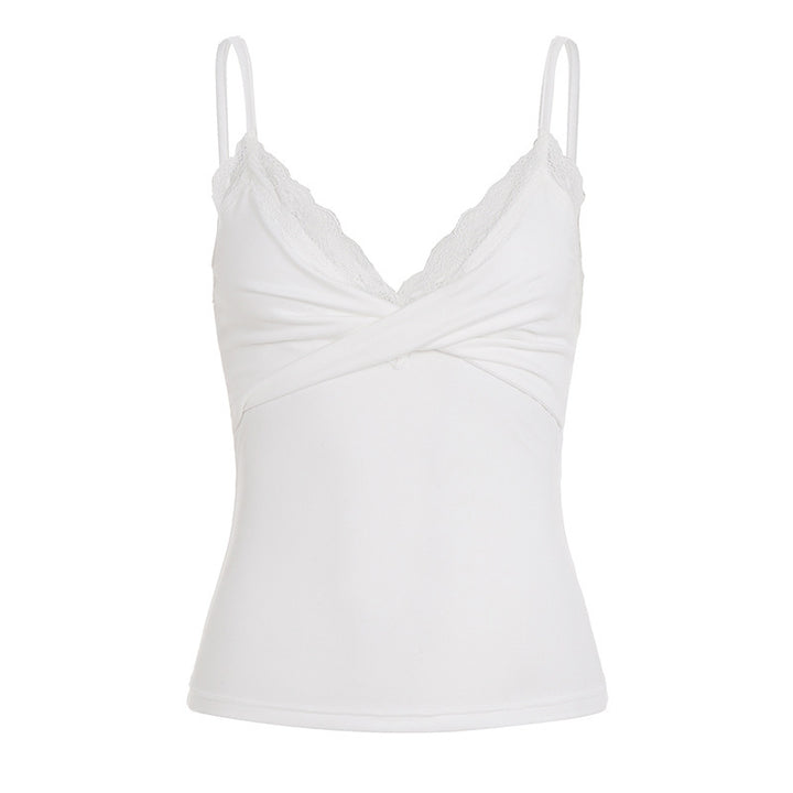 Dame Elegant Spiss Cami-Topp med tettsittende snitt og justerbare stropper Skjora