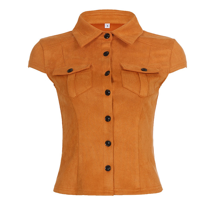 Dame kortermet bluse med moderne lommer Skjora