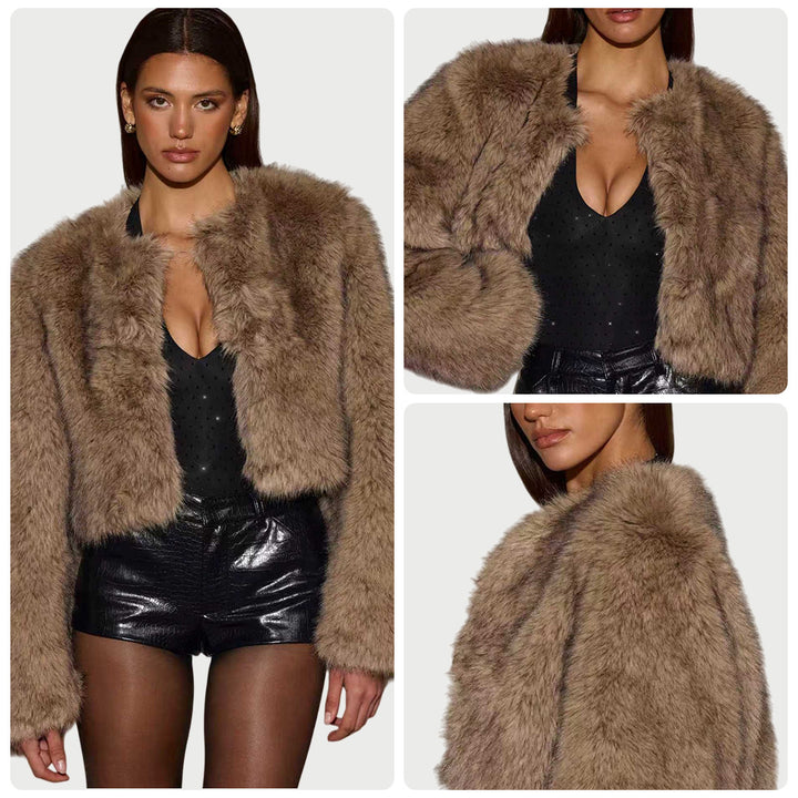 Damer faux fur-jakke med luksuriøs finish og stilig snitt Skjora