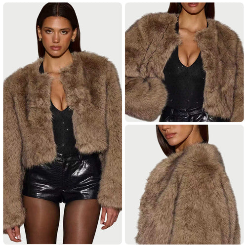 Damer faux fur-jakke med luksuriøs finish og stilig snitt Skjora