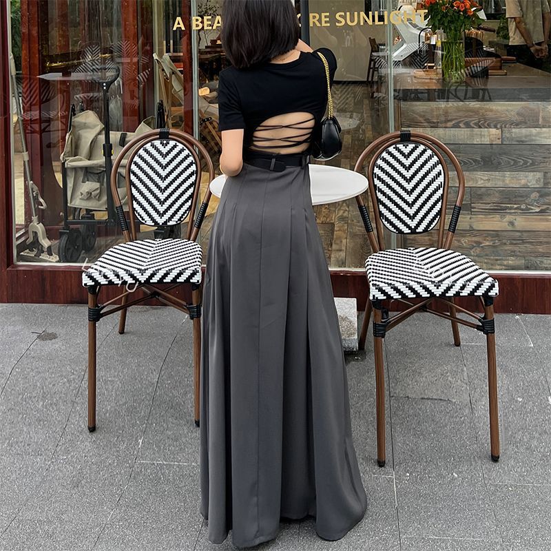 Damer Elegant Maxi Kjole med Åpen Rygg Skjora