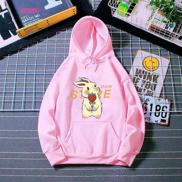 Damen Kapuzenpullover mit verspieltem Hasenmotiv und Inspirationsschriftzug Skjora