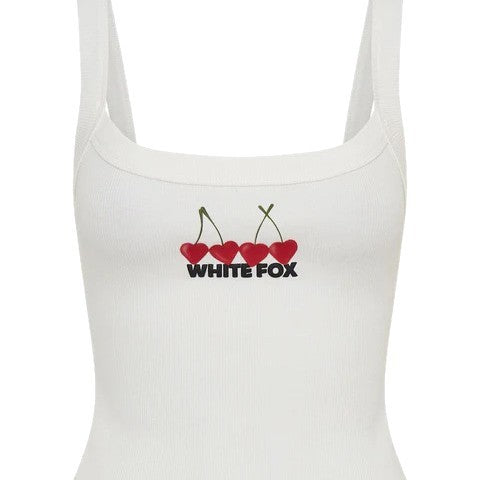 Damen Crop-Top mit Kirschstickerei und elastischem Baumwollmaterial Skjora