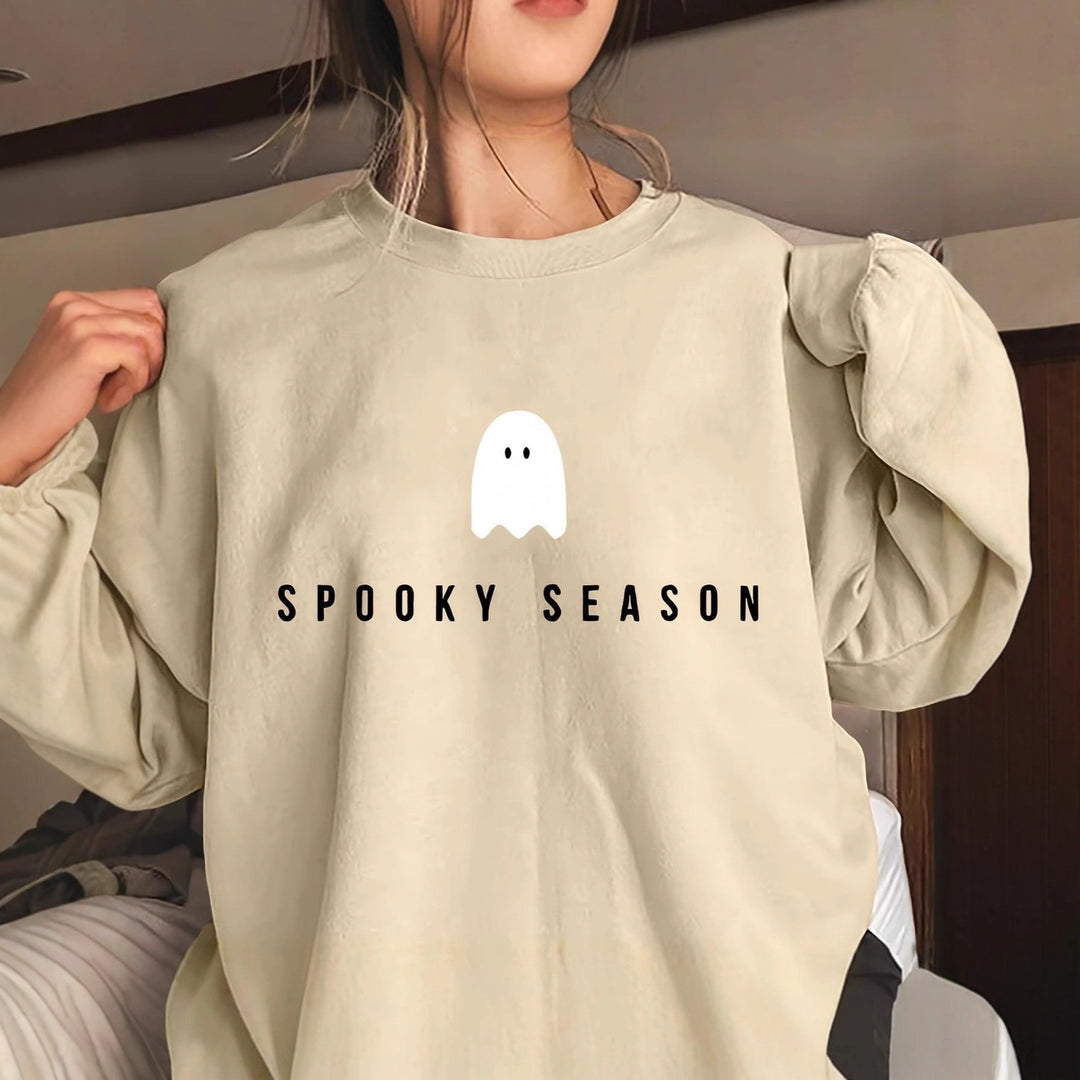 Damer sweatshirt med morsomt spøkelsemotiv og vid kutt Skjora