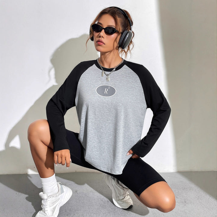 Dame Casual Raglan Skjorte med Grafisk Design Skjora