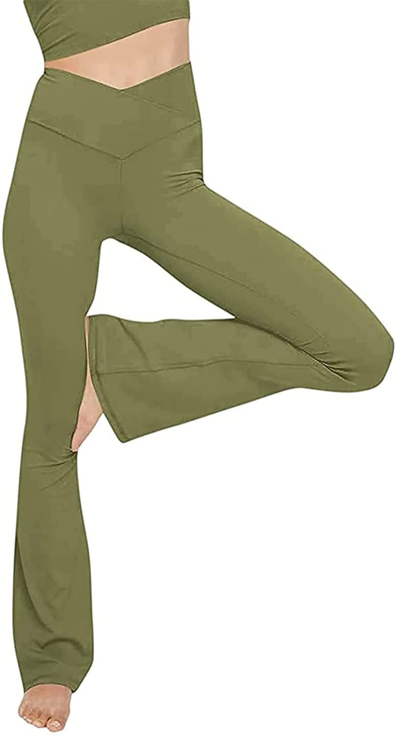 Dame Bootcut Yoga-bukse laget av elastisk materiale med høy midje Skjora