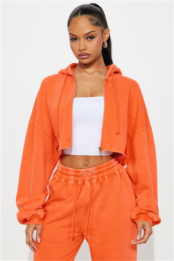 Dame casual cropped hettegenser og vide joggebukser sett Skjora