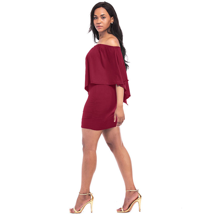 Dame Off-Shoulder Minikjole med flytende overdel og midjev betoning Skjora