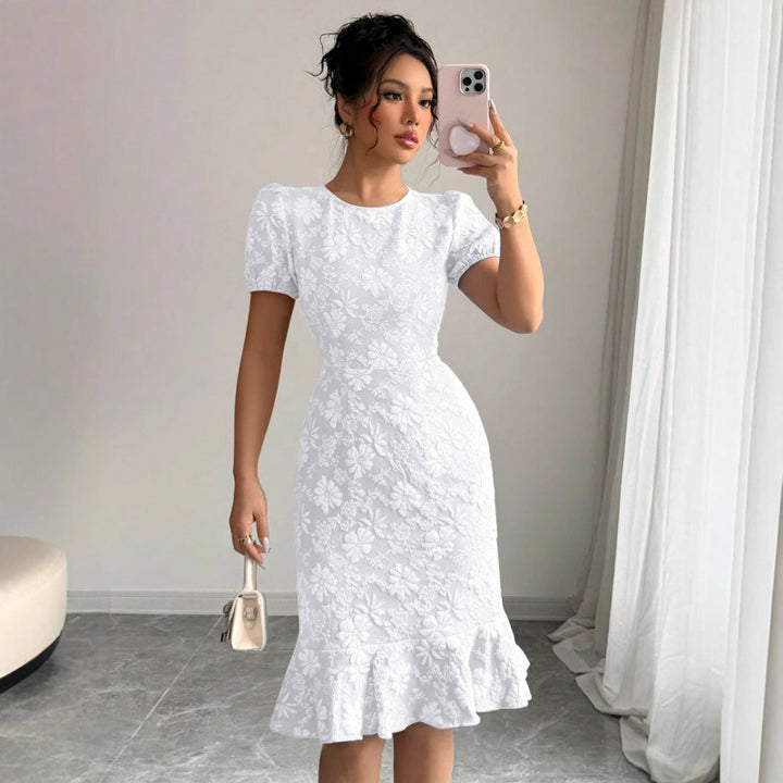 Dame Tshirtkjole med blomsterbroderier Skjora